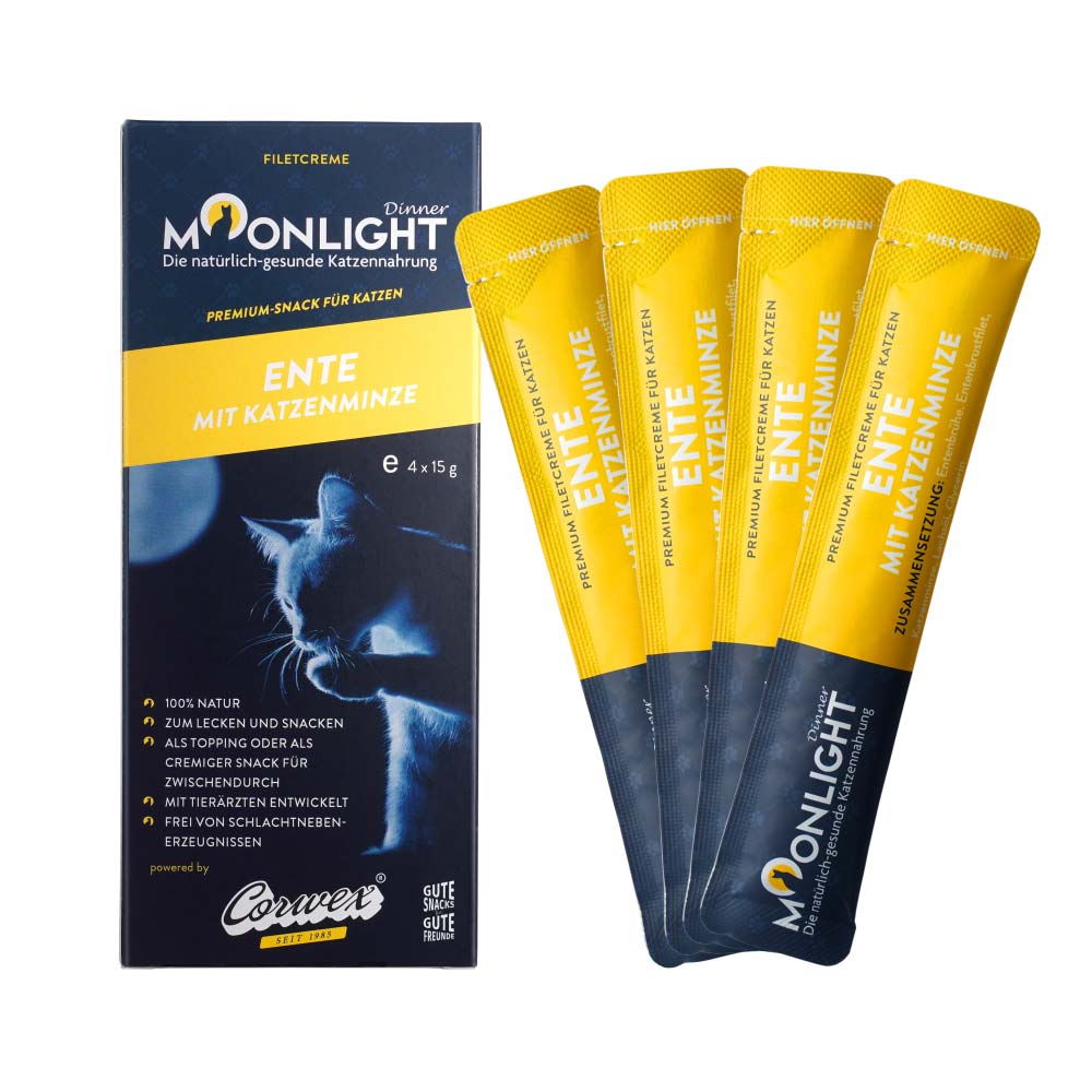 Moonlight Dinner kaczka z kocimiętką 4x15g - przysmak dla kotów