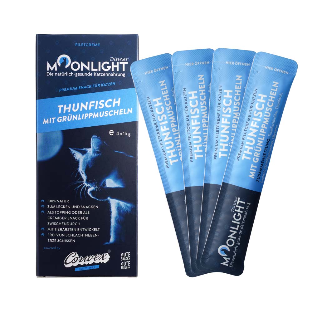 Moonlight Dinner tuńczyk z omułkiem zielonowargowym 4x15g - przysmak dla kotów