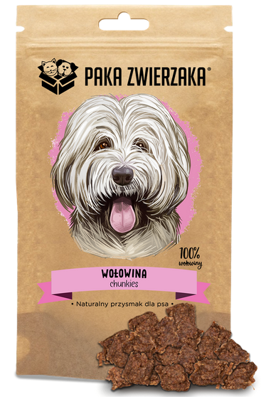 Paka Zwierzaka Chunkies Wołowina 70g - przysmak dla psów