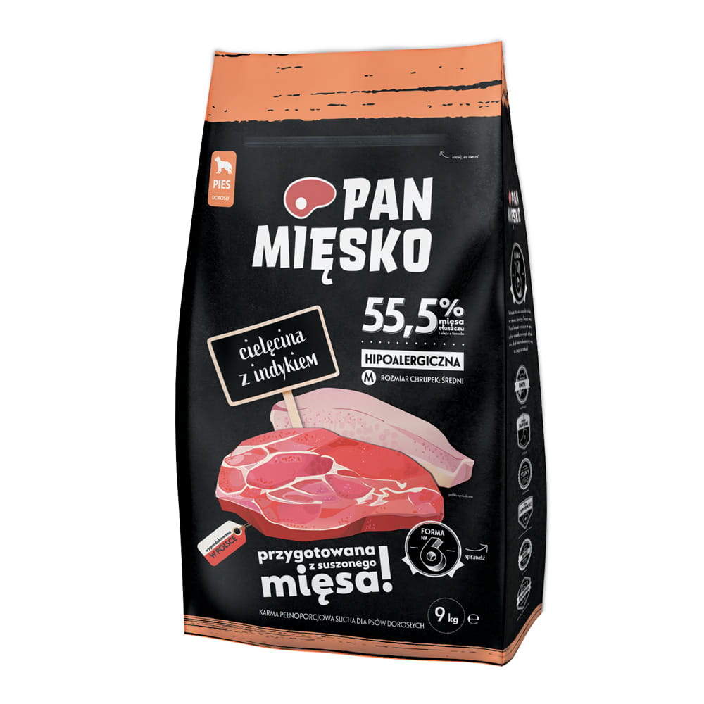 Pan Mięsko (cielęcina z indykiem) 3kg/9kg - sucha karma dla psów