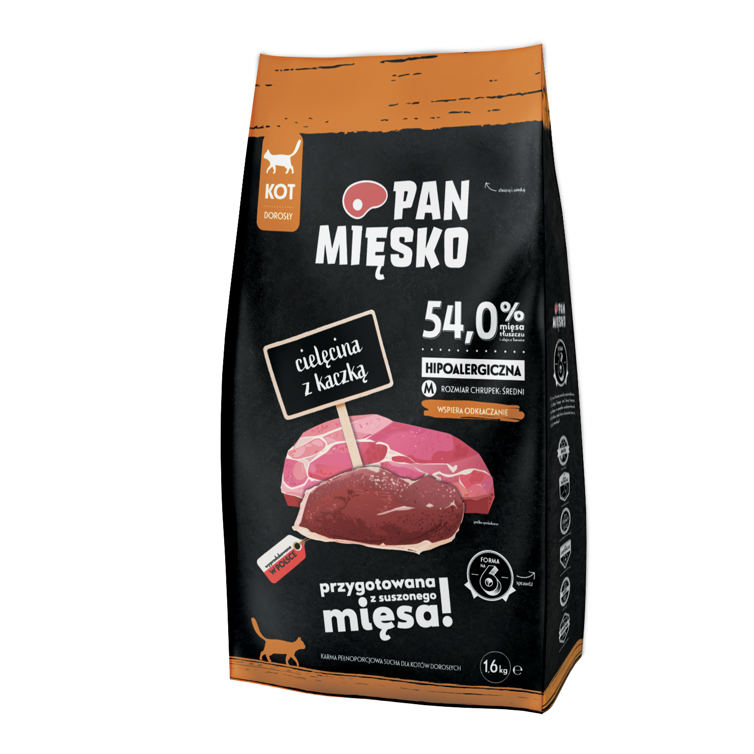 Pan Mięsko (cielęcina z kaczką) M 0,4kg/1,6kg/5kg - sucha karma dla kotów