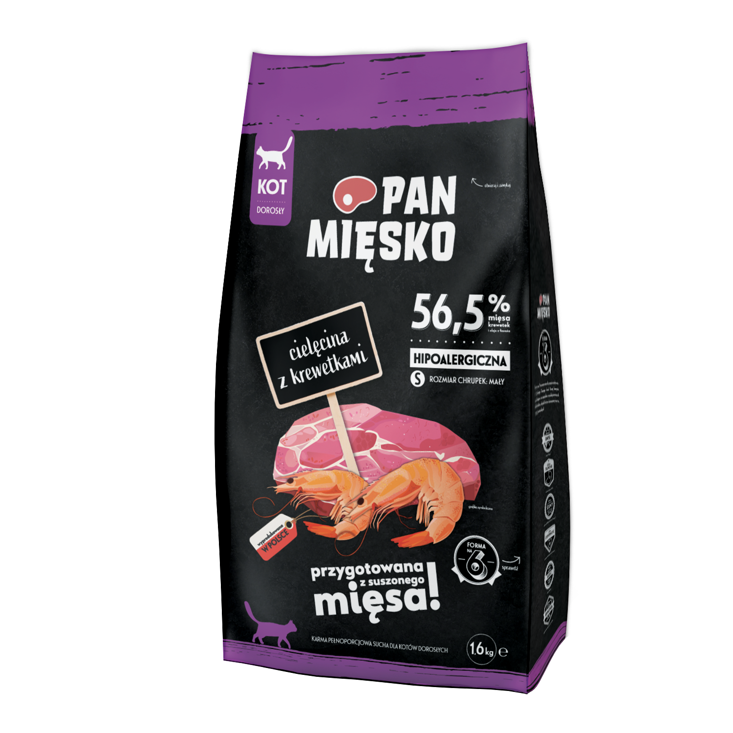 Pan Mięsko (cielęcina z krewetkami) S 0,4kg/1,6kg - sucha karma dla kotów
