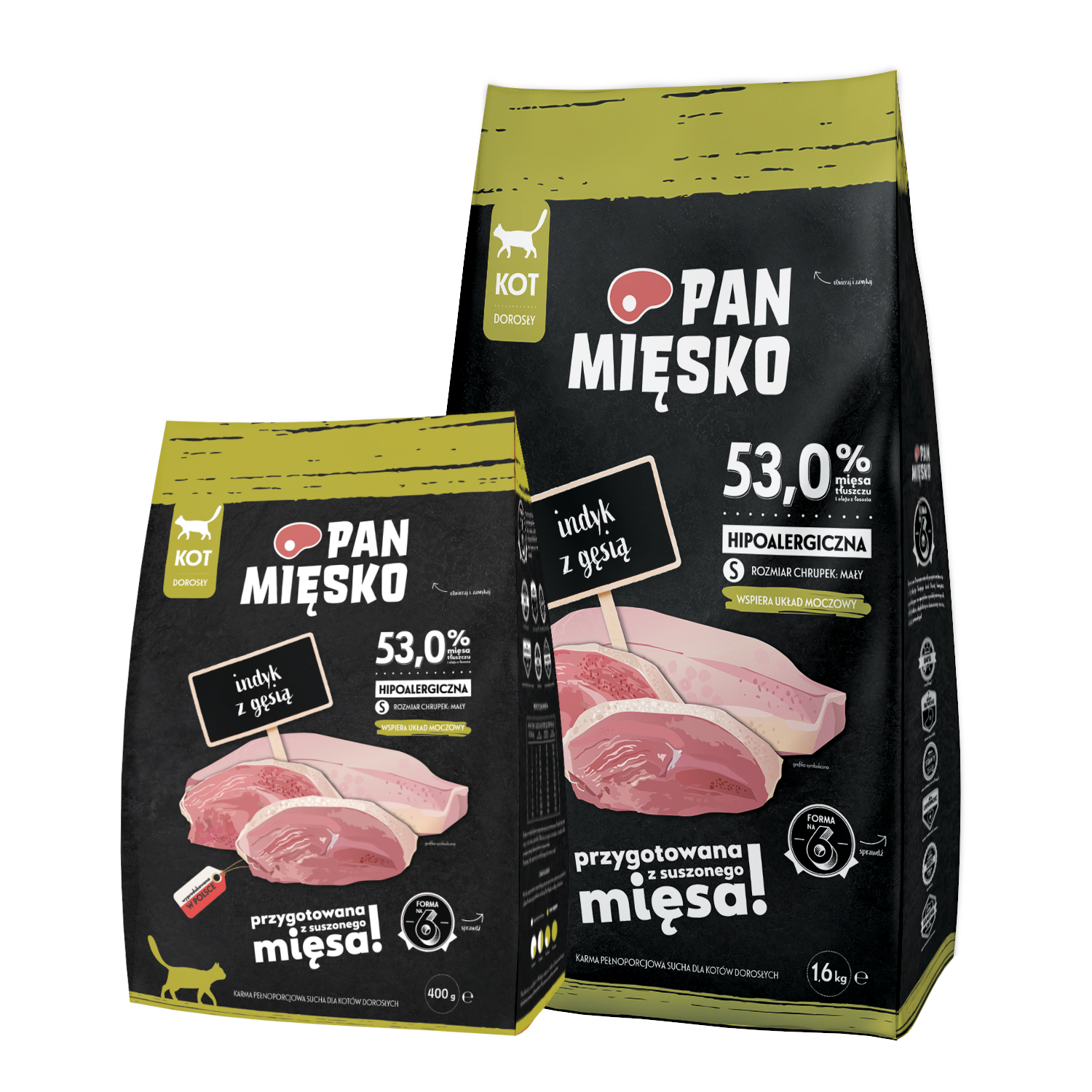 Pan Mięsko (indyk z gęsią) S 0,4kg/1,6kg - sucha karma dla kotów