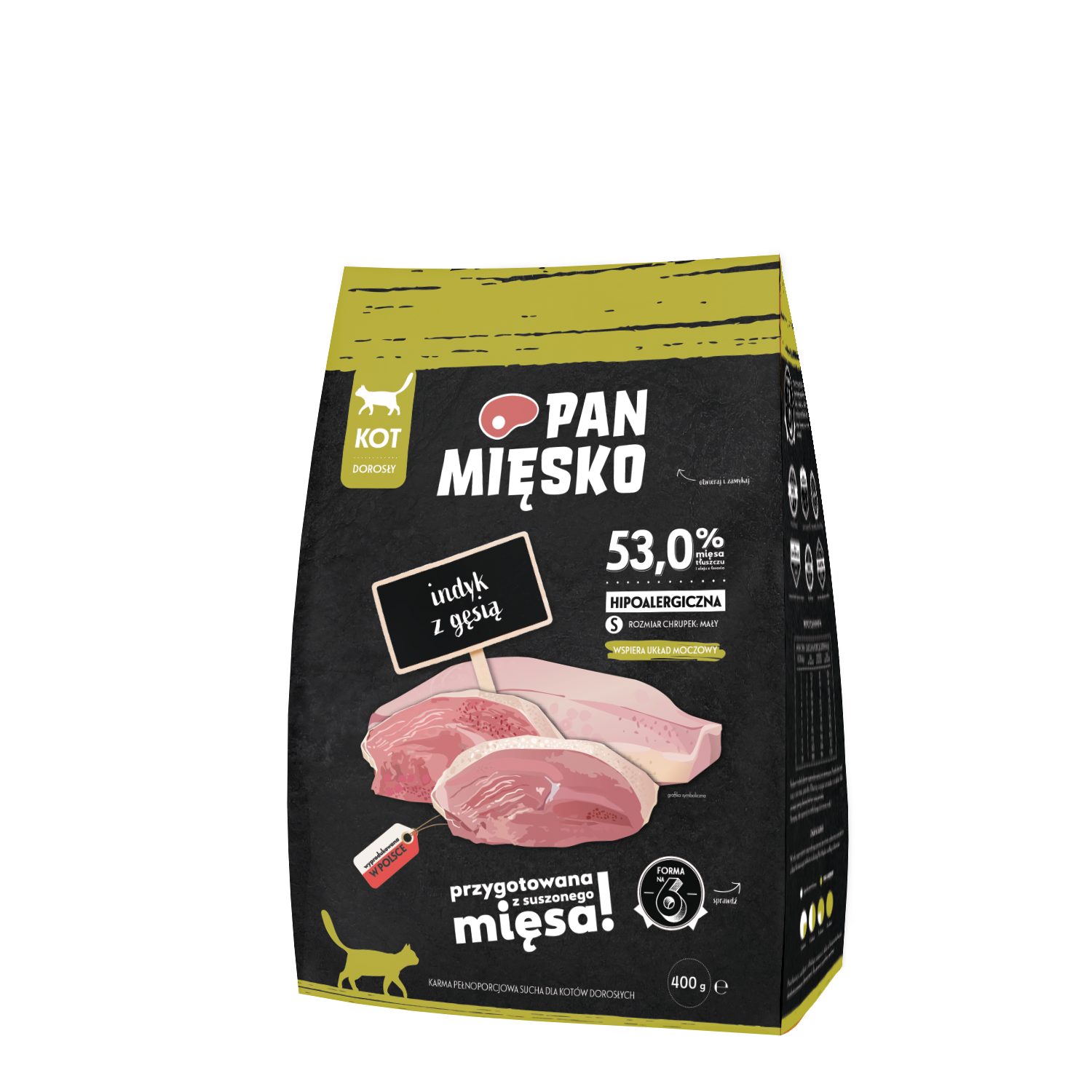 Pan Mięsko (indyk z gęsią) S 0,4kg/1,6kg - sucha karma dla kotów