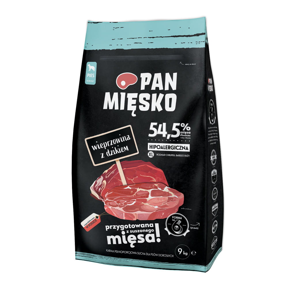Pan Mięsko (wieprzowina z dzikiem) 3kg/9kg - sucha karma dla psów