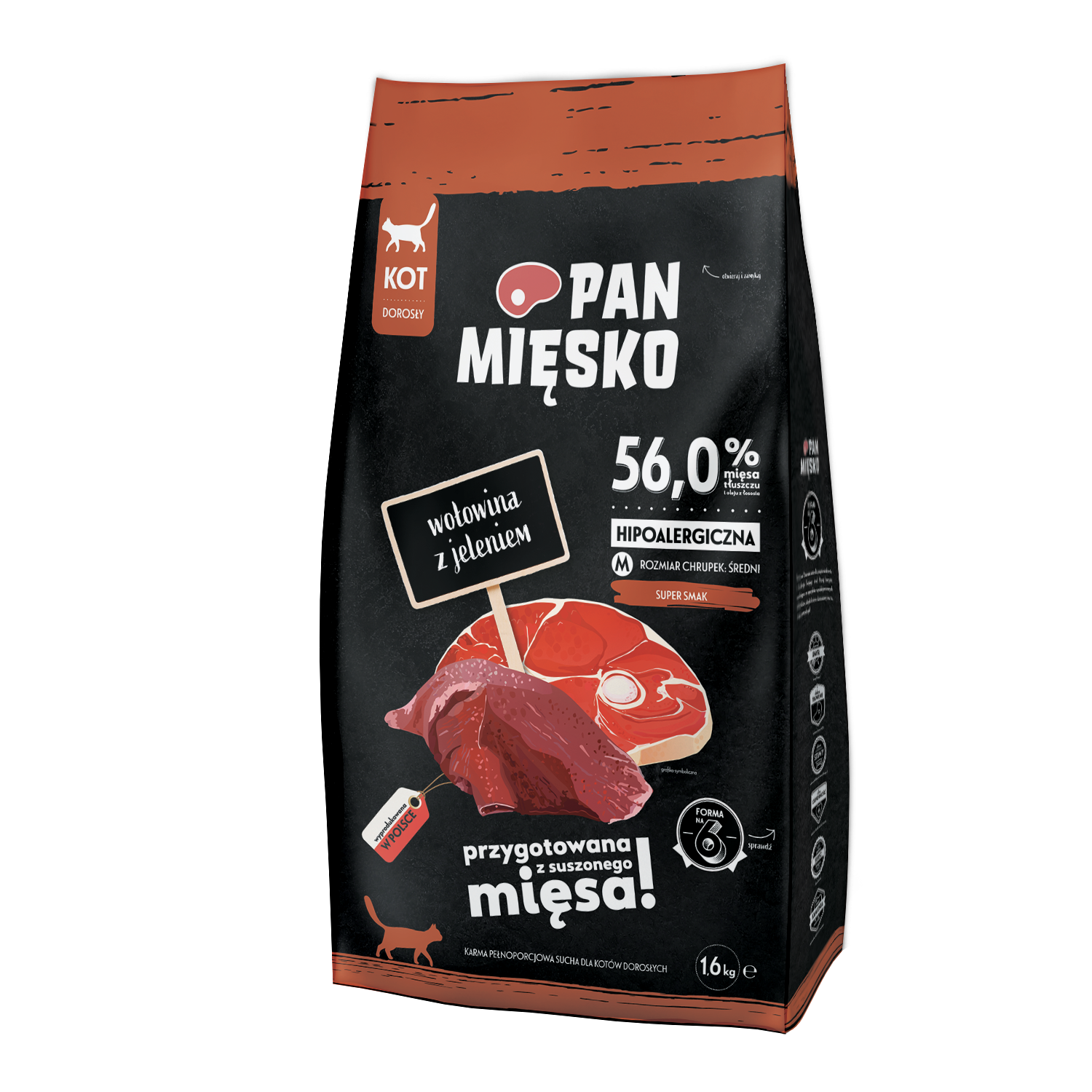 Pan Mięsko (wołowina z jeleniem) M 0,4kg/1,6kg - sucha karma dla kotów
