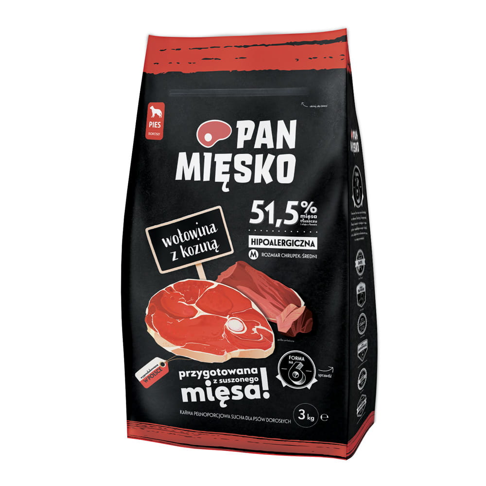 Pan Mięsko (wołowina z koziną) 3kg/9kg - sucha karma dla psów