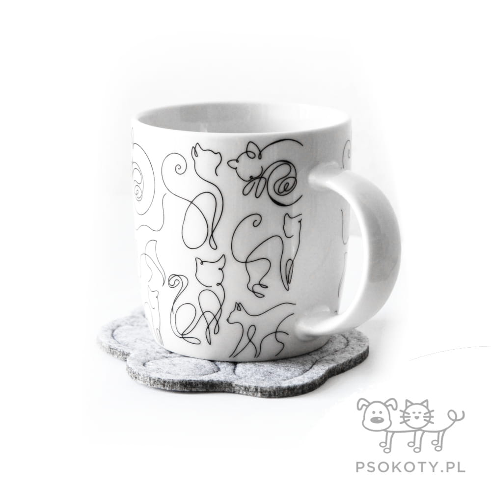 Podkładka filcowa w kształcie łapki kota - podkładka pod kubek (V)
