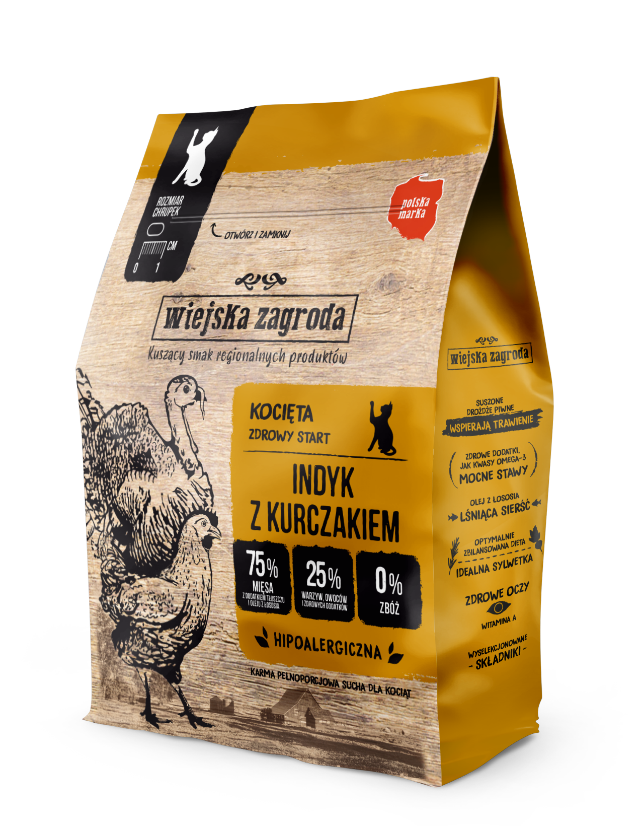 Wiejska Zagroda (indyk z kurczakiem) 0,4kg/1,6kg - sucha karma dla kociąt