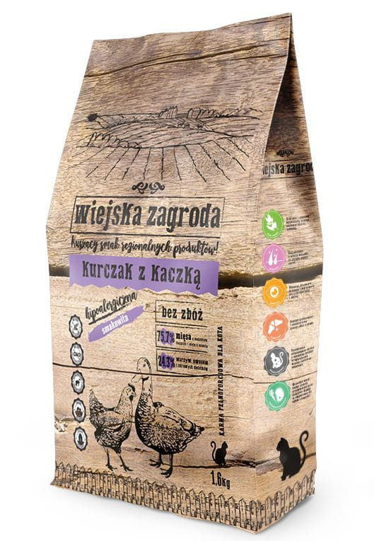 Wiejska Zagroda (kurczak z kaczką) 0,4kg/1,6kg/5kg - sucha karma dla kotów