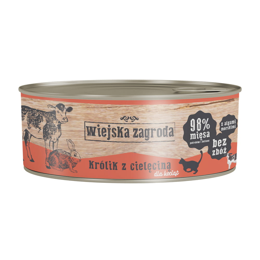Wiejska zagroda królik z cielęciną puszka 85g/200g/400g - mokra karma dla kociąt