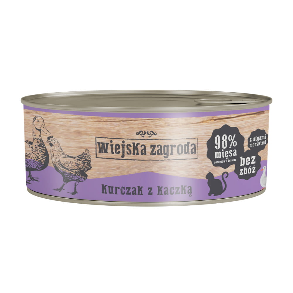 Wiejska zagroda kurczak z kaczką puszka 85g/200g/400g - mokra karma dla kotów
