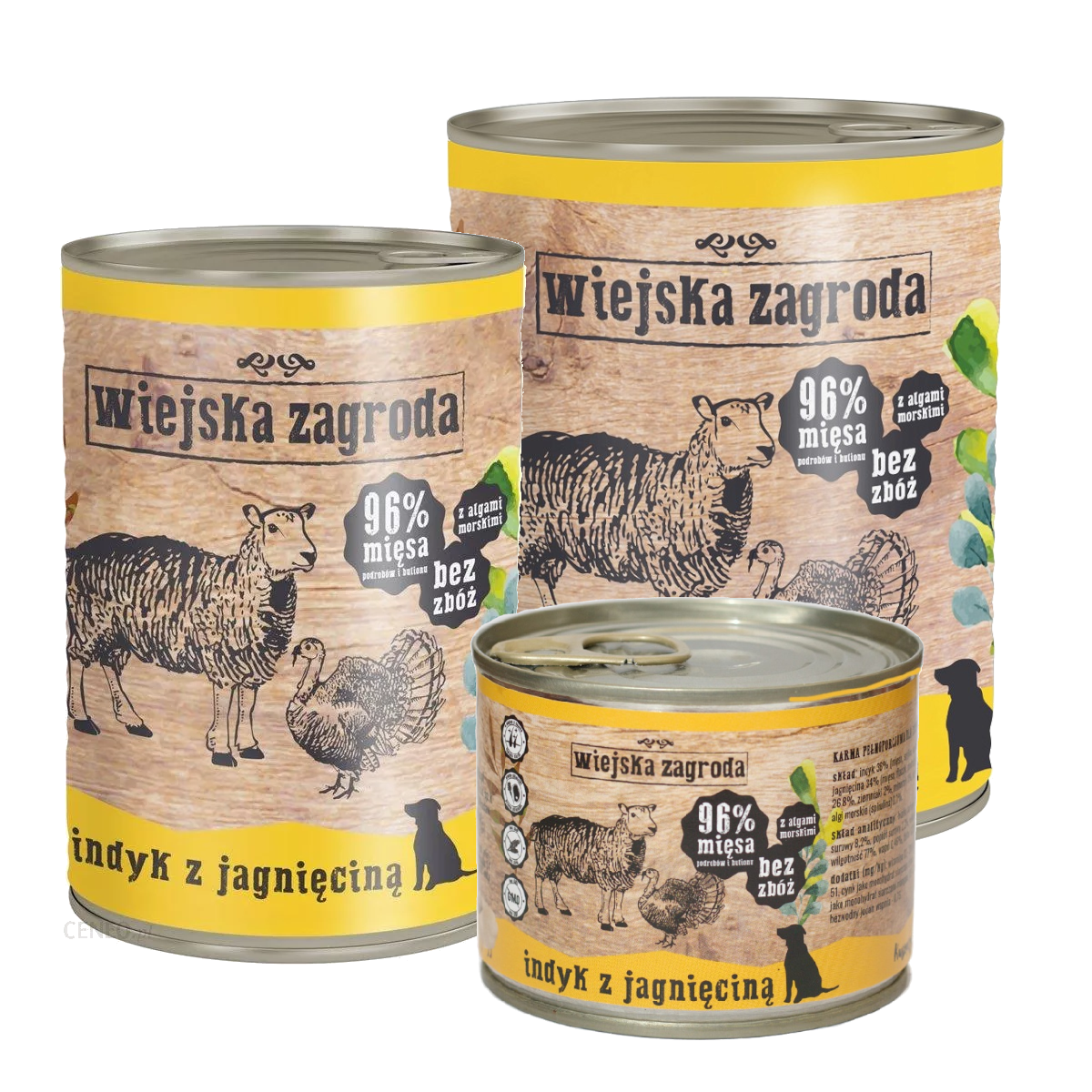 Wiejska Zagroda indyk z jagnięciną puszka 200g/400g/800g - mokra karma dla psów