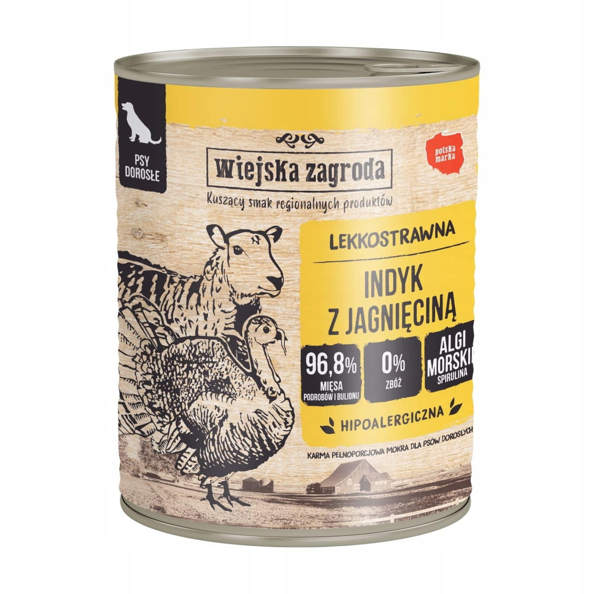 Wiejska Zagroda indyk z jagnięciną puszka 200g/400g/800g - mokra karma dla psów