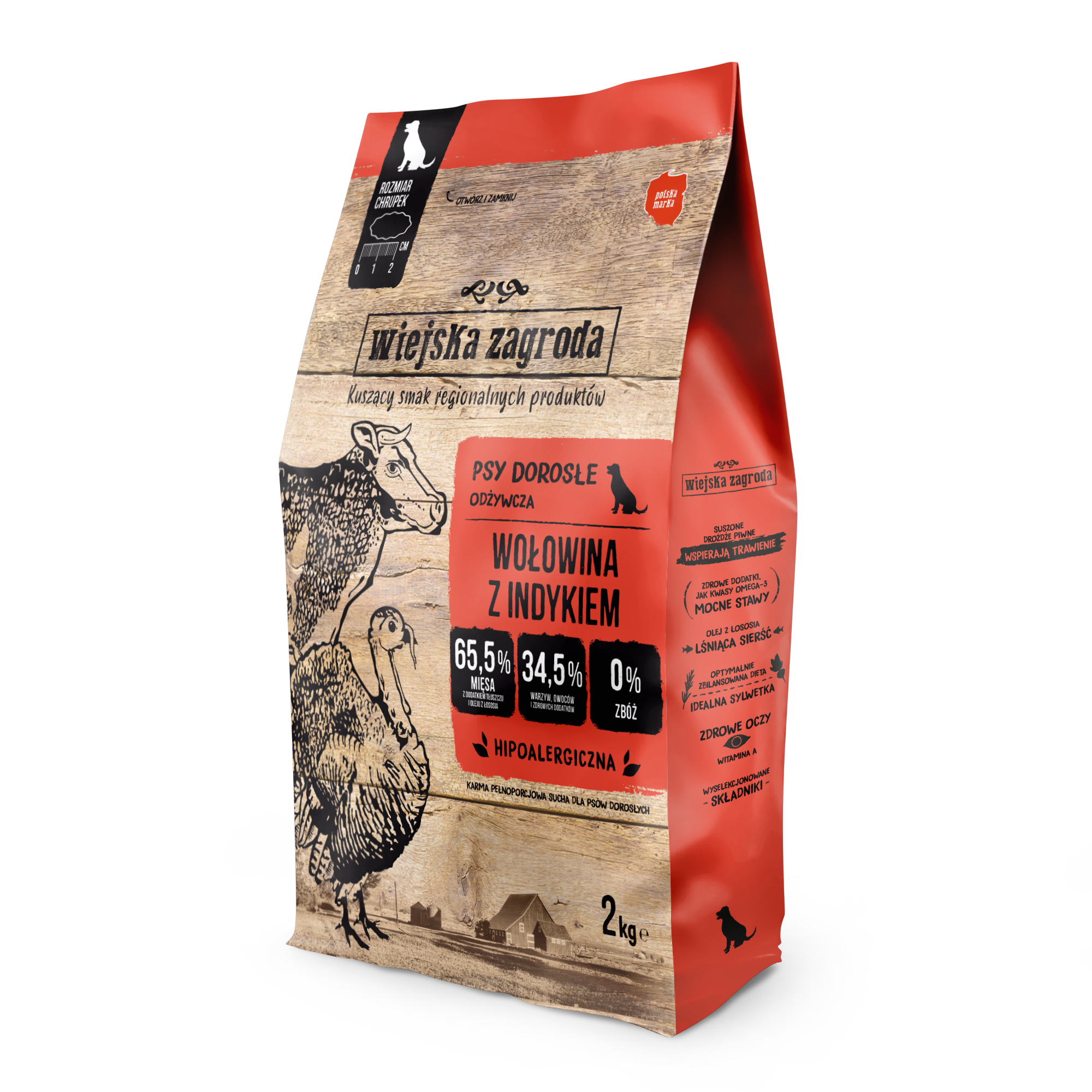 Wiejska Zagroda (wołowina z indykiem) 2kg/9kg - sucha karma dla psów