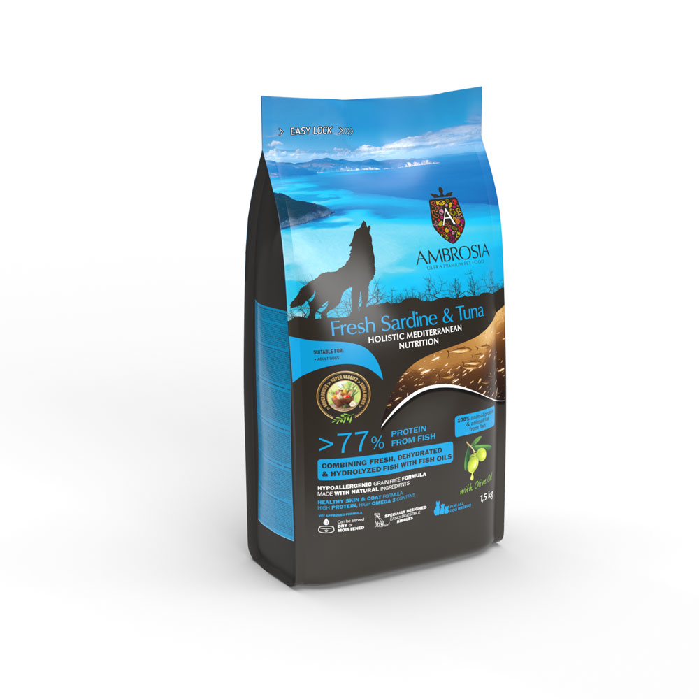 Ambrosia Mediterranean Sardynka Tuńczyk 1,5kg / 5kg - sucha karma dla psów