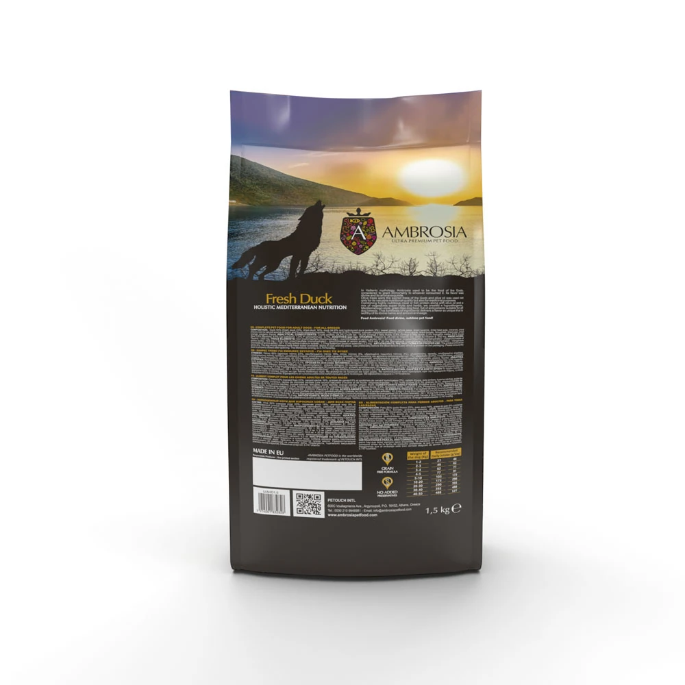 Ambrosia Mediterranean Kaczka 1,5kg / 5kg - sucha karma dla psów