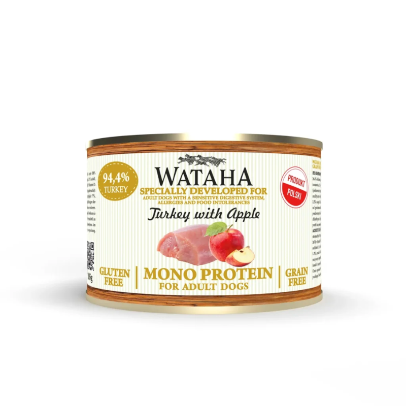 Wataha Indyk z jabłkiem 185g/400g/800g - monobiałkowa mokra karma dla psów