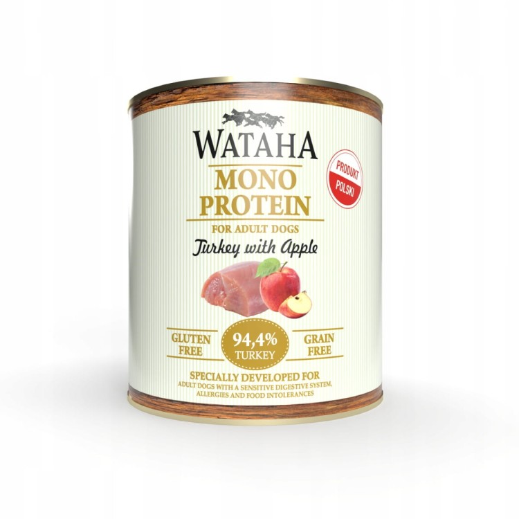 Wataha Indyk z jabłkiem 185g/400g/800g - monobiałkowa mokra karma dla psów