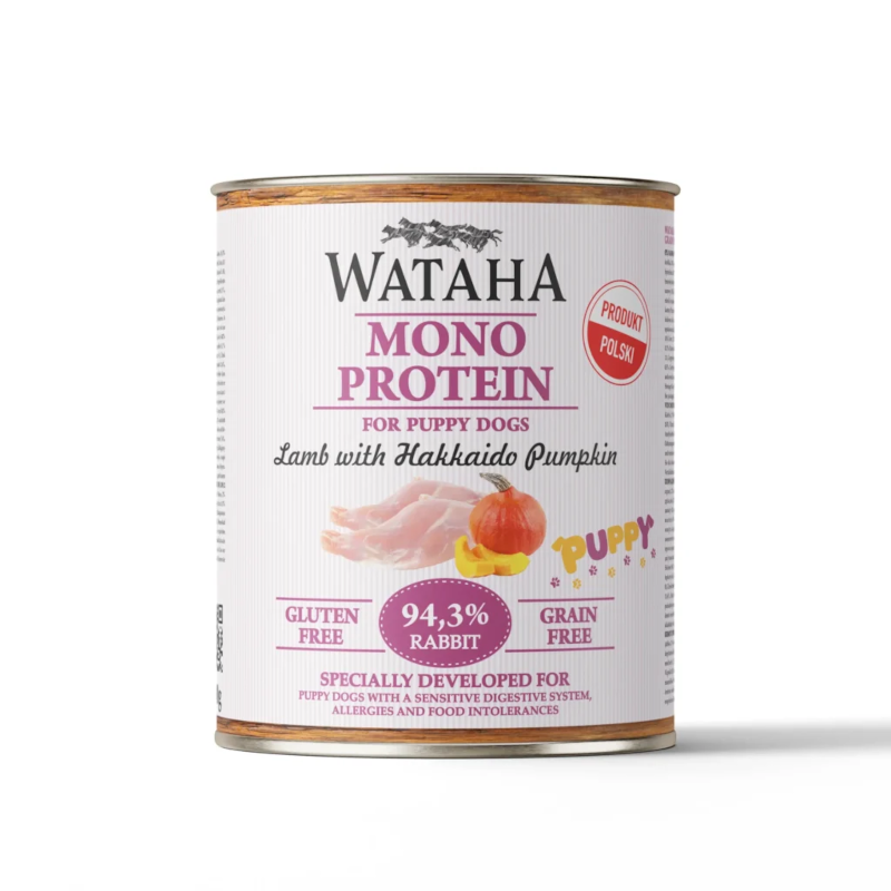 Wataha Królik z jabłkiem i dynią 185g/800g - monobiałkowa mokra karma dla szczeniąt