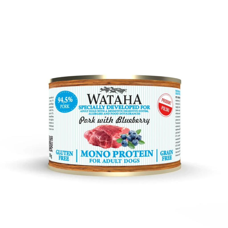 Wataha Wieprzowina z borówką 185g/400g/800g - monobiałkowa mokra karma dla psów