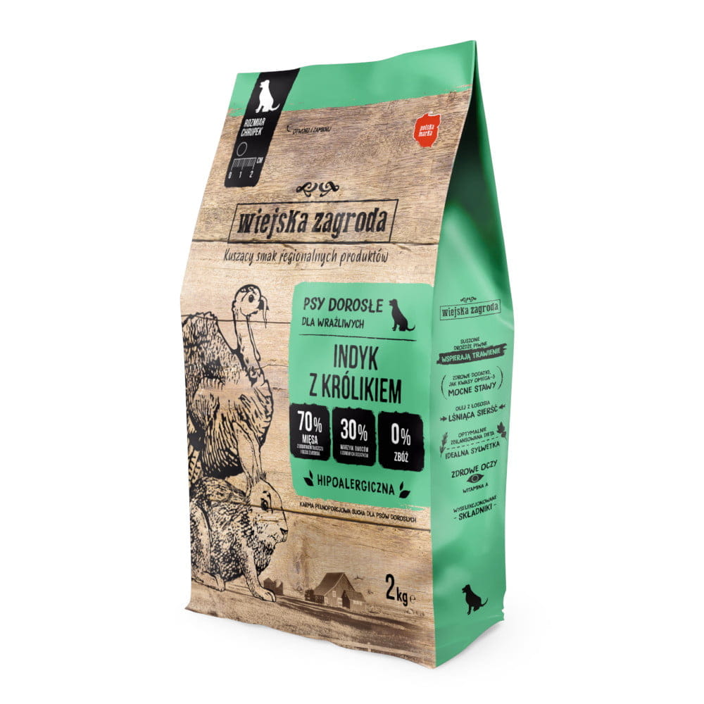 Wiejska Zagroda (indyk z królikiem) 2kg/9kg - sucha karma dla psów