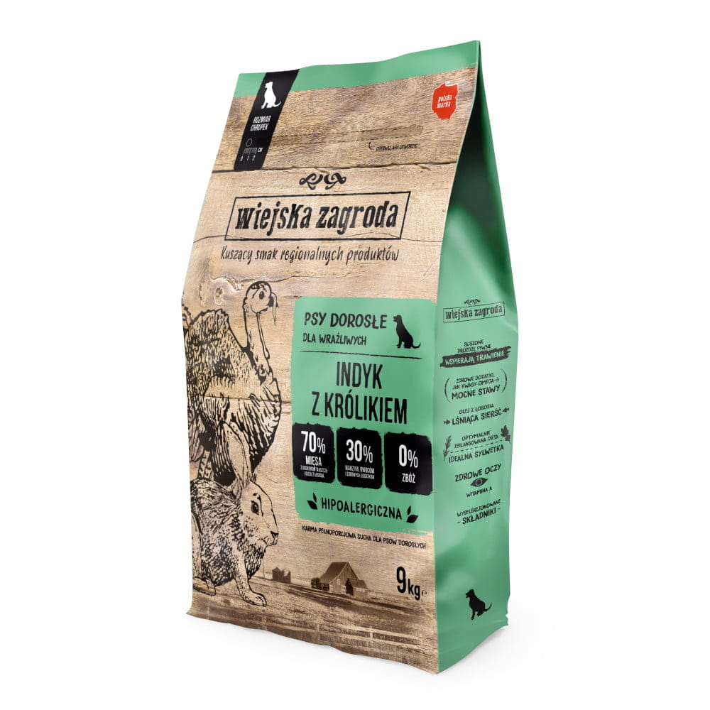 Wiejska Zagroda (indyk z królikiem) 2kg/9kg - sucha karma dla psów