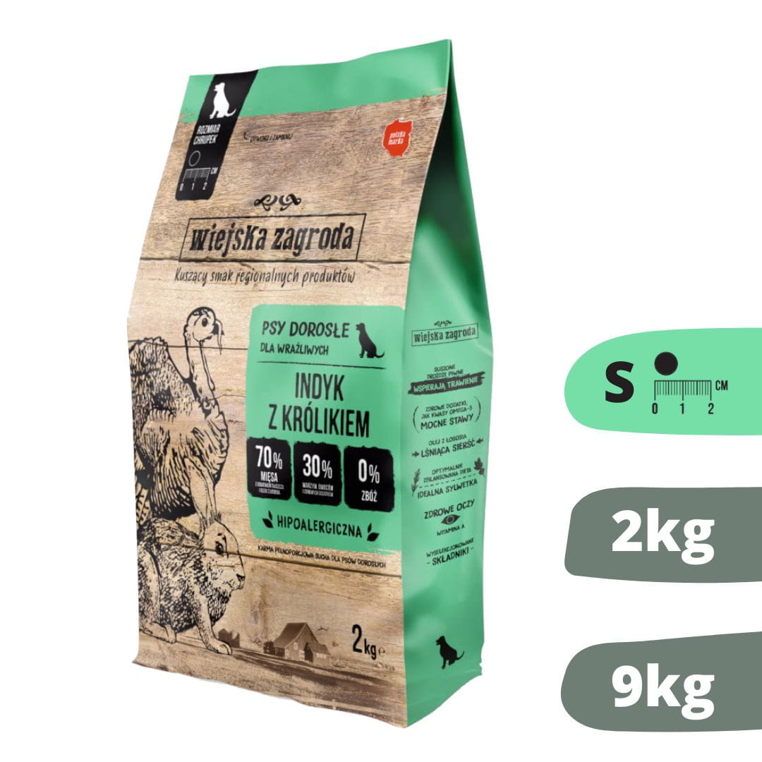 Wiejska Zagroda (indyk z królikiem) 2kg/9kg - sucha karma dla psów