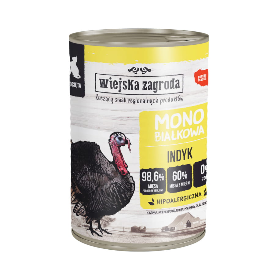 Wiejska Zagroda MONO 200g/400g indyk - mokra karma dla kociąt
