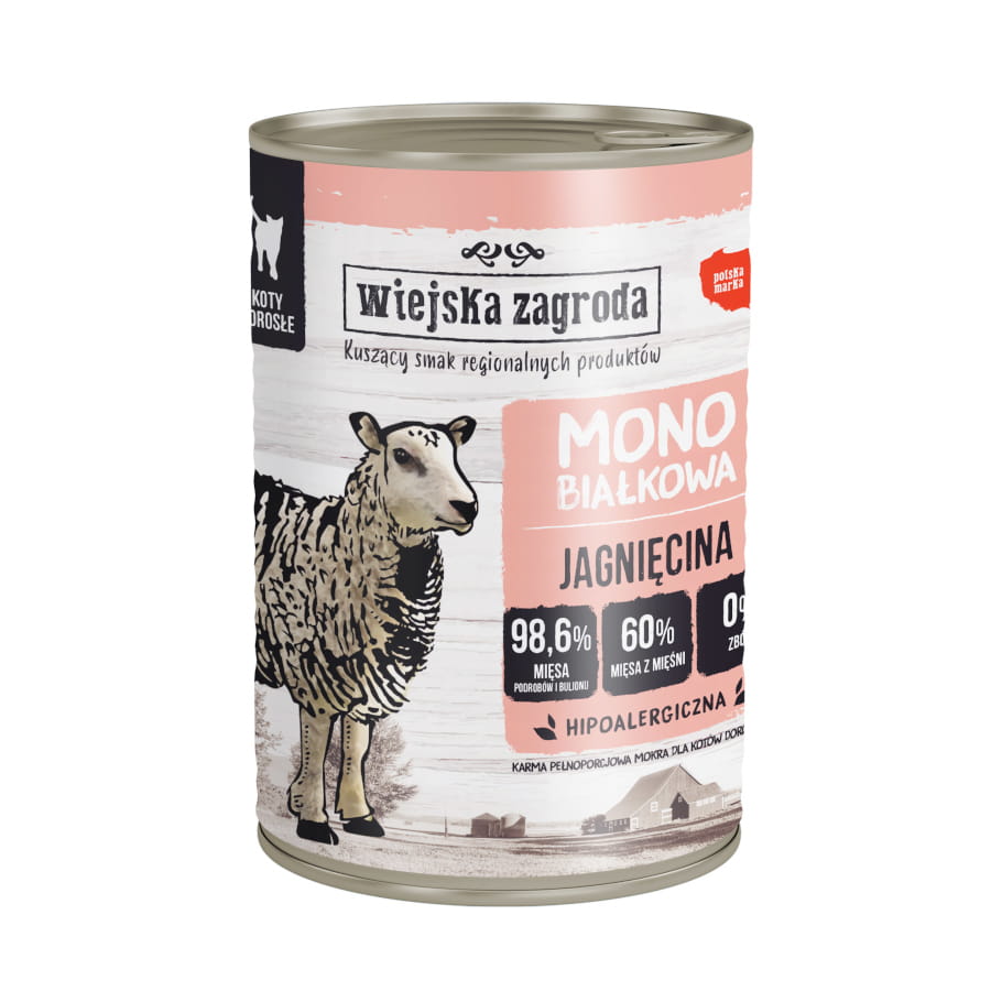 Wiejska Zagroda MONO 200g/400g jagnięcina - mokra karma dla kotów