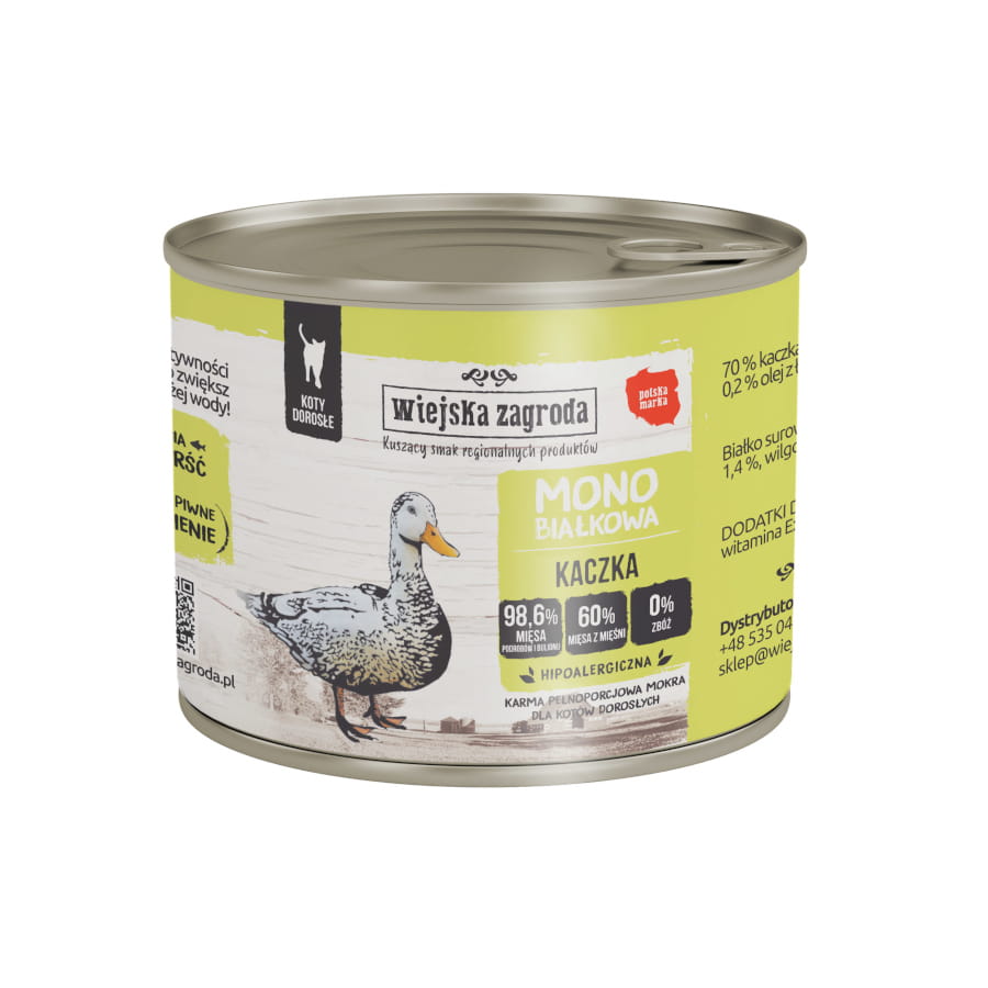 Wiejska Zagroda MONO 200g/400g kaczka - mokra karma dla kotów