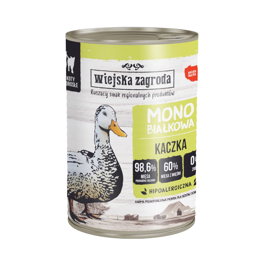 Wiejska Zagroda MONO 200g/400g kaczka - mokra karma dla kotów