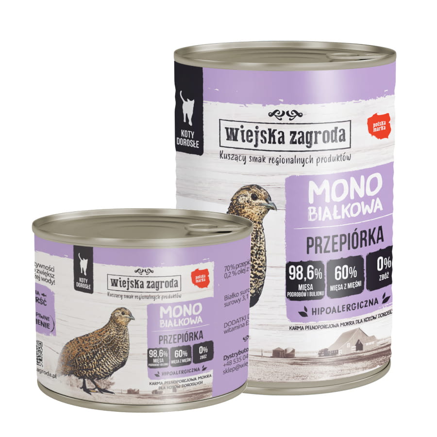 Wiejska Zagroda MONO 200g/400g przepiórka - mokra karma dla kotów