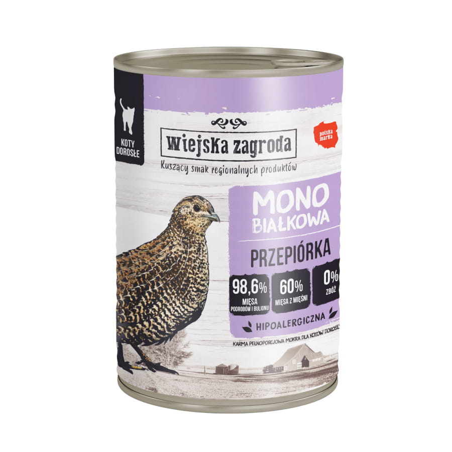Wiejska Zagroda MONO 200g/400g przepiórka - mokra karma dla kotów
