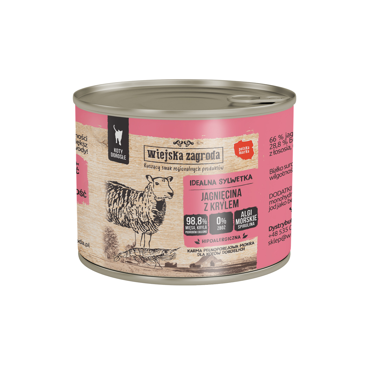 Wiejska zagroda jagnięcina z krylem puszka 85g/200g/400g - mokra karma dla kotów