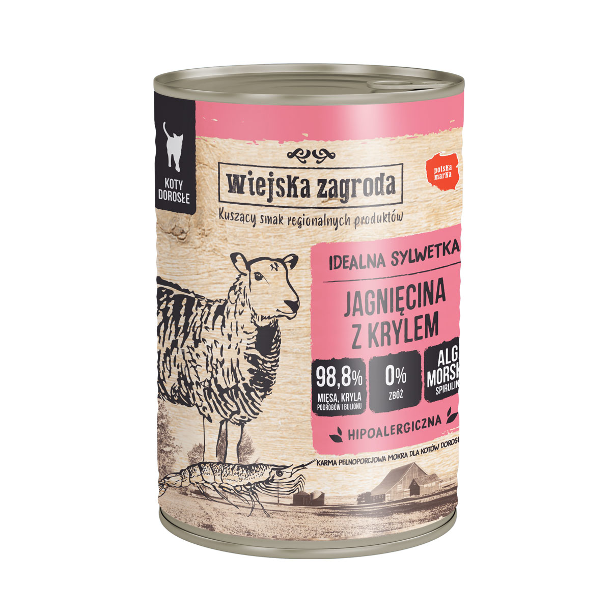 Wiejska zagroda jagnięcina z krylem puszka 85g/200g/400g - mokra karma dla kotów