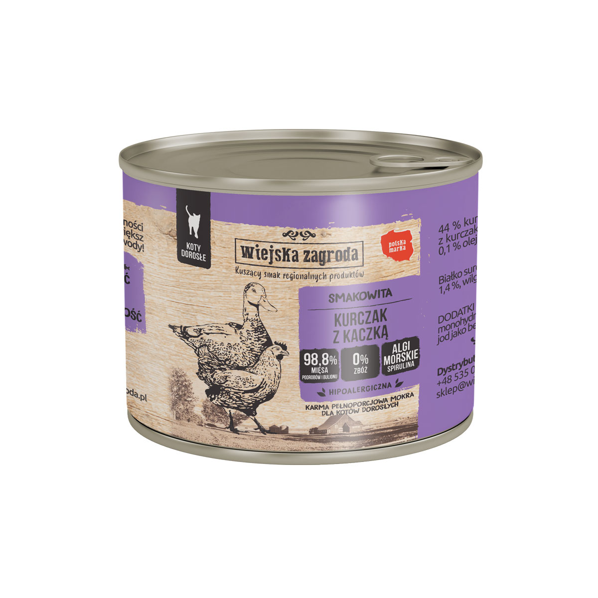 Wiejska zagroda kurczak z kaczką puszka 85g/200g/400g - mokra karma dla kotów