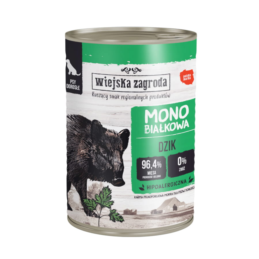 Wiejska Zagroda MONO dzik 400g - mokra karma dla psów
