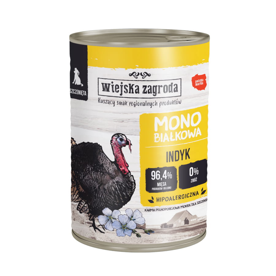 Wiejska Zagroda MONO indyk 400g - mokra karma dla szczeniąt