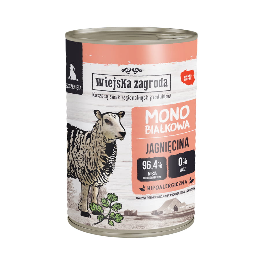 Wiejska Zagroda MONO jagnięcina 400g - mokra karma dla szczeniąt