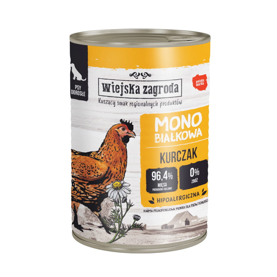 Wiejska Zagroda MONO kurczak 400g - mokra karma dla psów