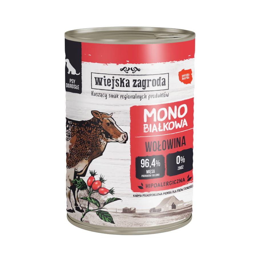 Wiejska Zagroda MONO wołowina 400g - mokra karma dla psów