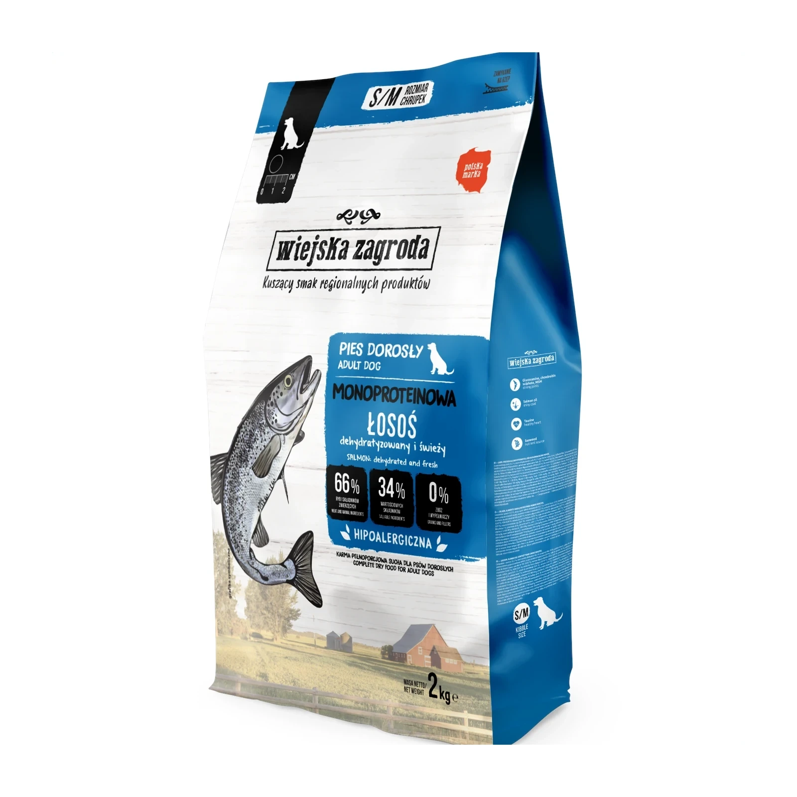 Wiejska Zagroda MONO sucha Łosoś 2kg/6kg - sucha karma dla psów