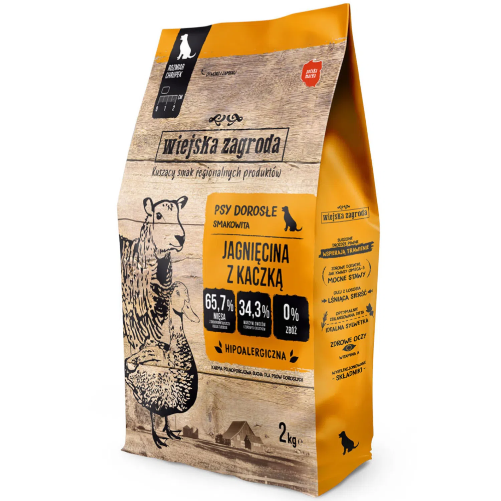 Wiejska Zagroda (jagnięcina z kaczką) 2kg/9kg S - sucha karma dla psów