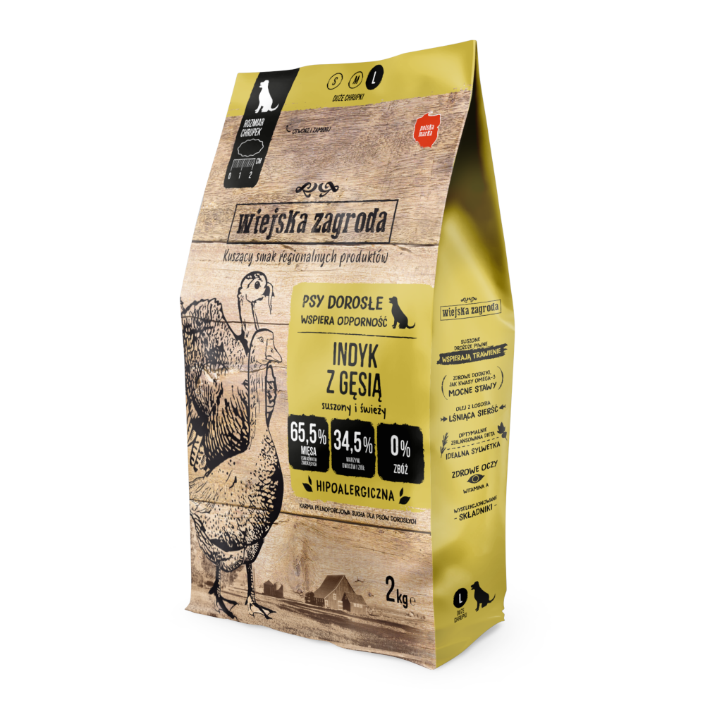 Wiejska Zagroda (indyk z gęsią) 2kg/9kg - sucha karma dla psów