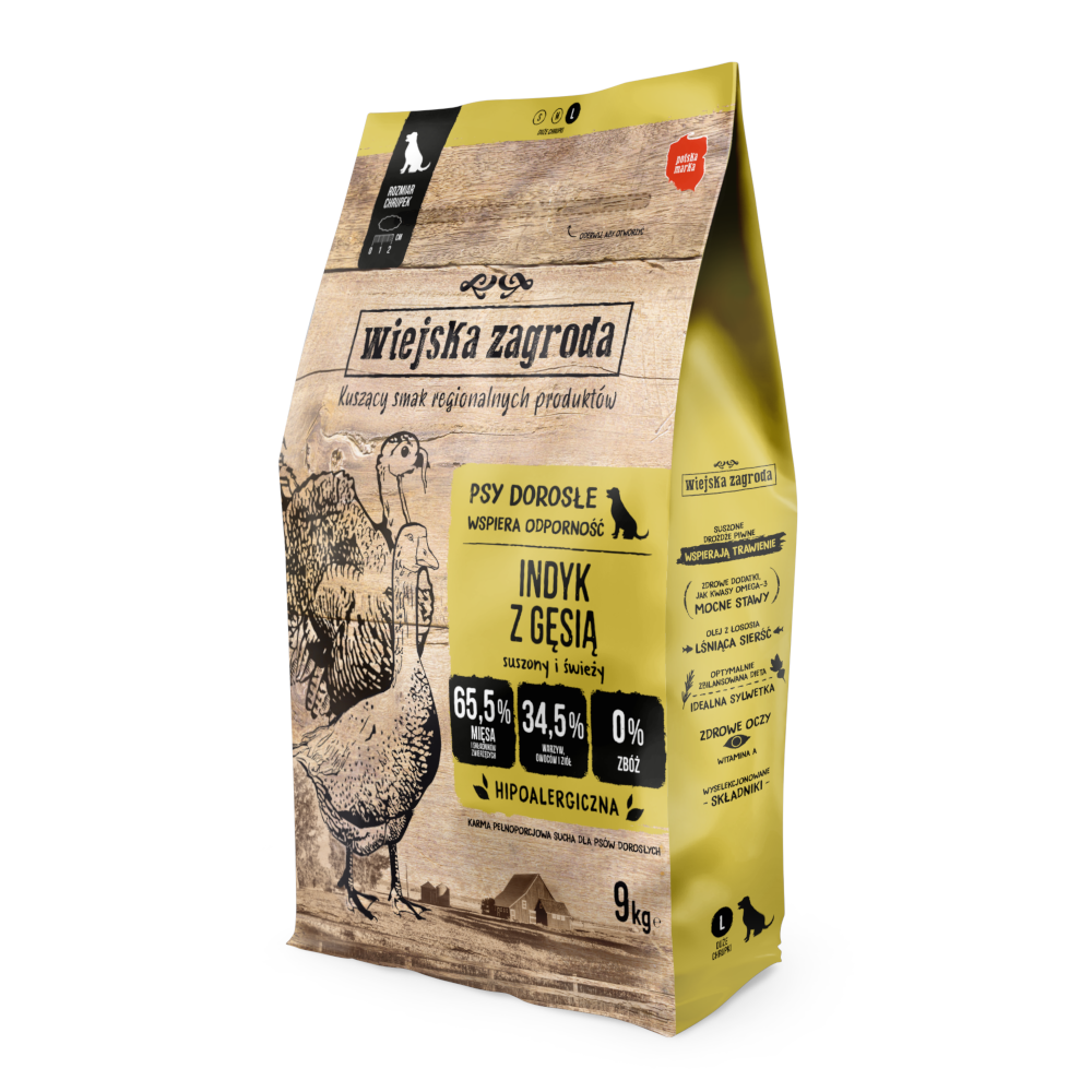Wiejska Zagroda (indyk z gęsią) 2kg/9kg - sucha karma dla psów