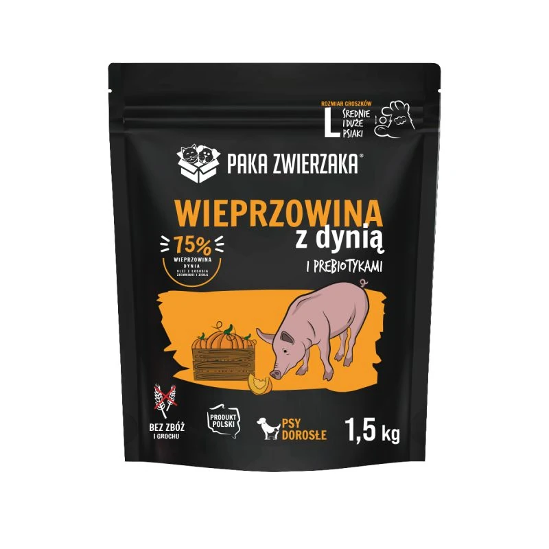 Paka Zwierzaka Wieprzowina z dynią L 1,5kg/3kg - sucha karma dla psów