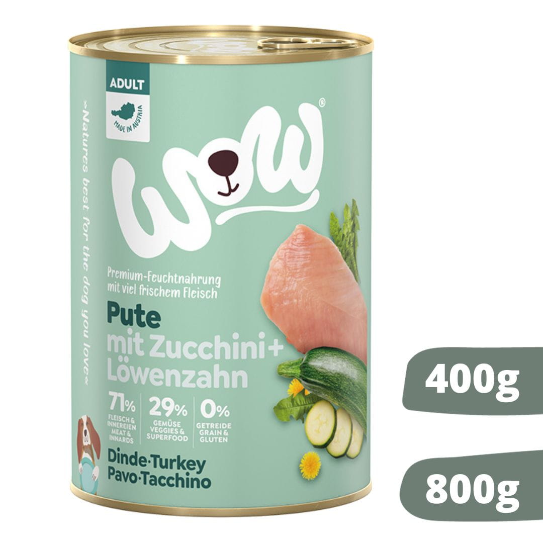 Wow indyk z cukinią i mniszkiem lekarskim puszka 400g/800g - mokra karma dla psów