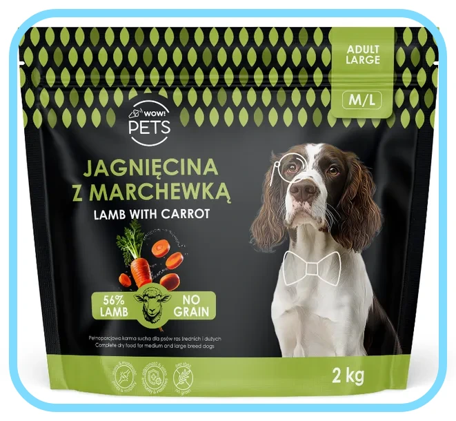 Wow Pets Jagnięcina z marchewką XS/S | M/L 2kg - sucha karma dla psów