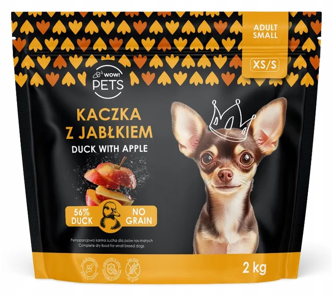 Wow Pets Kaczka z jabłkiem XS/S | M/L 2kg - sucha karma dla psów